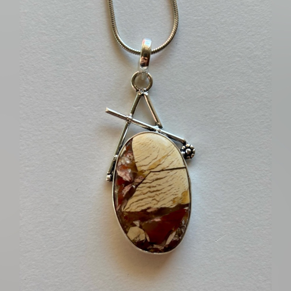 Brecciated Mookaite Pendant Necklace – Sterling Silver (.925)